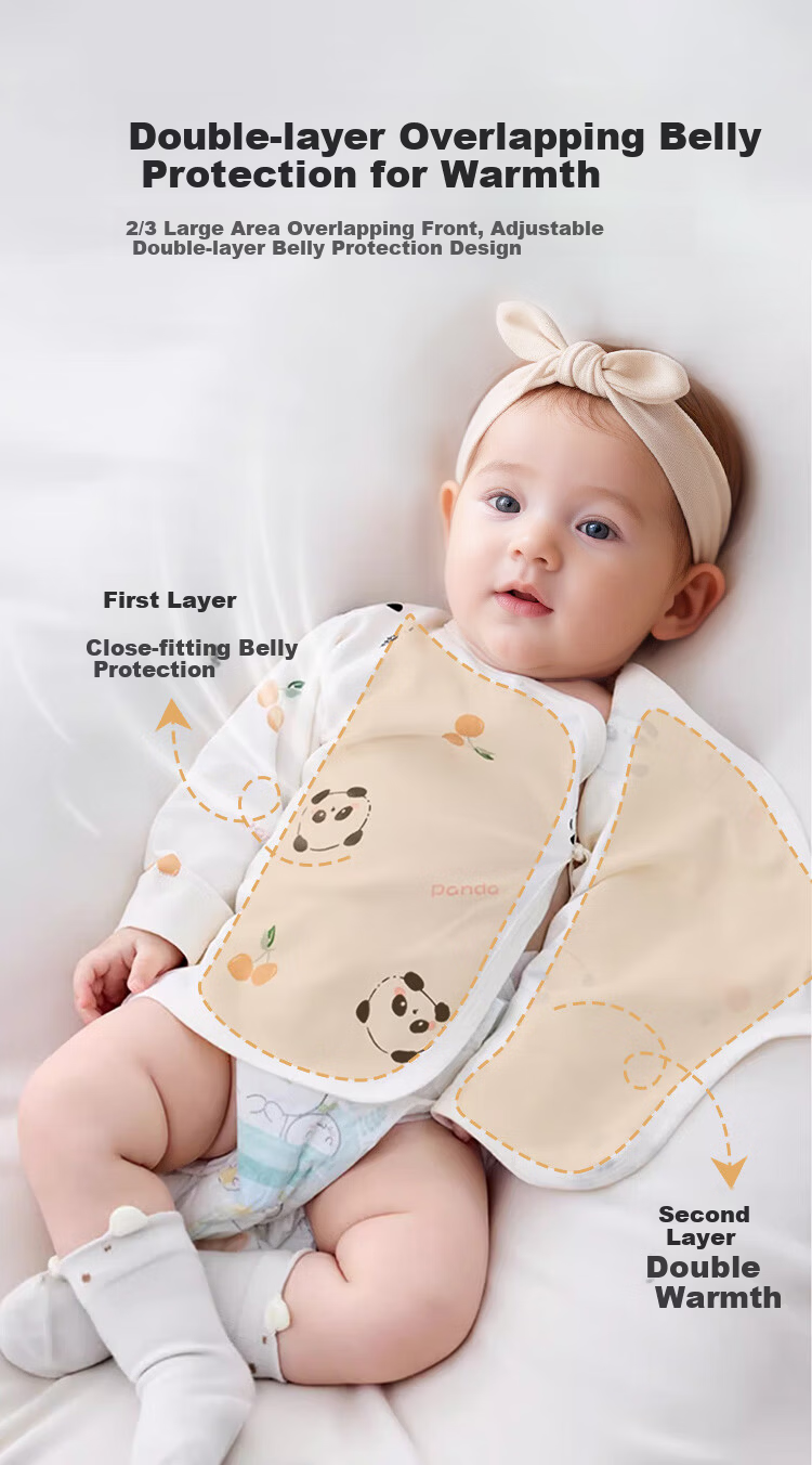 Aibaoshi Baby Clothes Spring And Autumn Pure Cotton Newborn Half-Back Shirt, Infant Monk Outfit 2-Piece Set White + Pink Size 52 T193 4