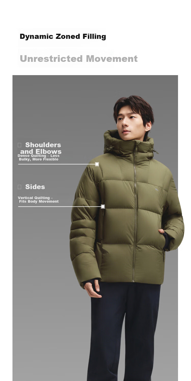 Beneunder Men's Water-Repellent Down Jacket Warm Outdoor Windproof Waterproof Machine-Washable Hooded Coat HD111 Light Mist Gray XL 12