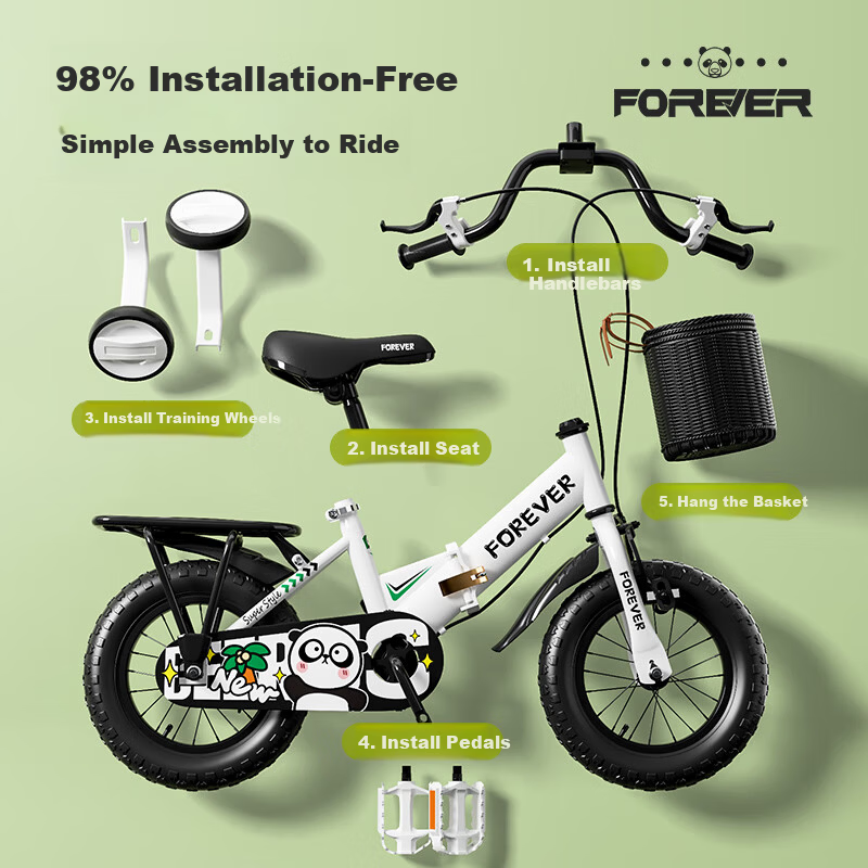 FOREVER Children's Bicycle Baby Pedal Bike Foldable Kids Bike 3-8 Years Old 18 Inch