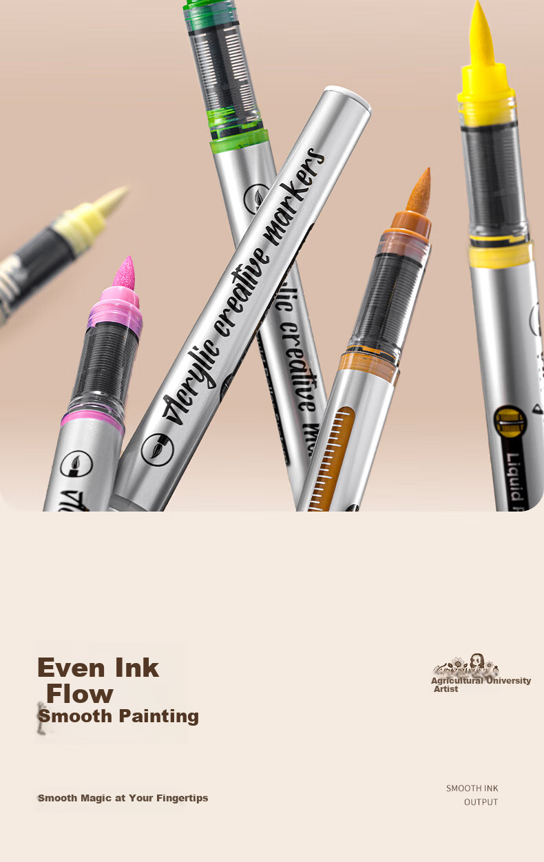 Noya Direct Liquid Acrylic Markers for Kids 48 Colors Soft Tip Overlapping Non-Toxic Washable Graffiti Watercolor Opaque Drawing Pens Birthday Gift Art Education 2