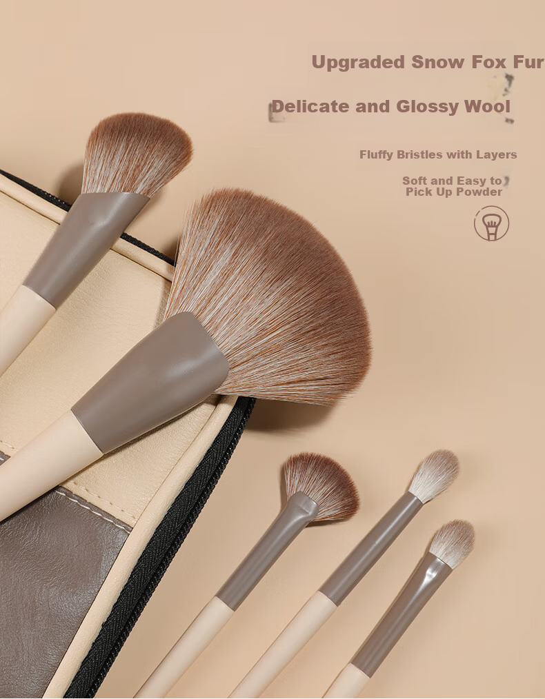 MSQ 15-Piece Milk Coffee Upgraded Animal Hair Professional Makeup Brush Set Loose Powder Brush Foundation Brush Eyeshadow Brush Holiday Gift 2