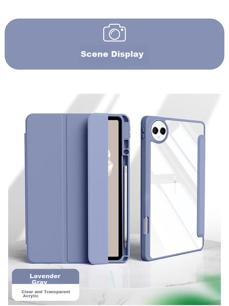 NEYAA Case Compatible with Huawei MatePad 11.5s, MatePad 11.5s Protective Cover, Dynamic/Soft Light Version with Pen Holder, Tablet Transparent Acrylic Full Protection Shockproof, Lavender Gray 3