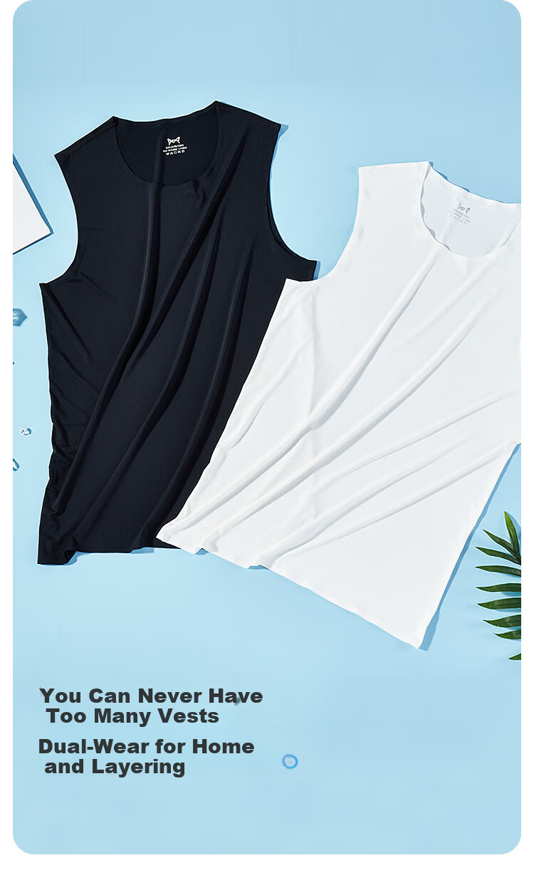 MiiOW Men's Tank Top, Summer Lightweight Ice Silk Sleeveless Vest, Breathable Mesh Quick-Dry Sports Undershirt for Outdoor Wear 5