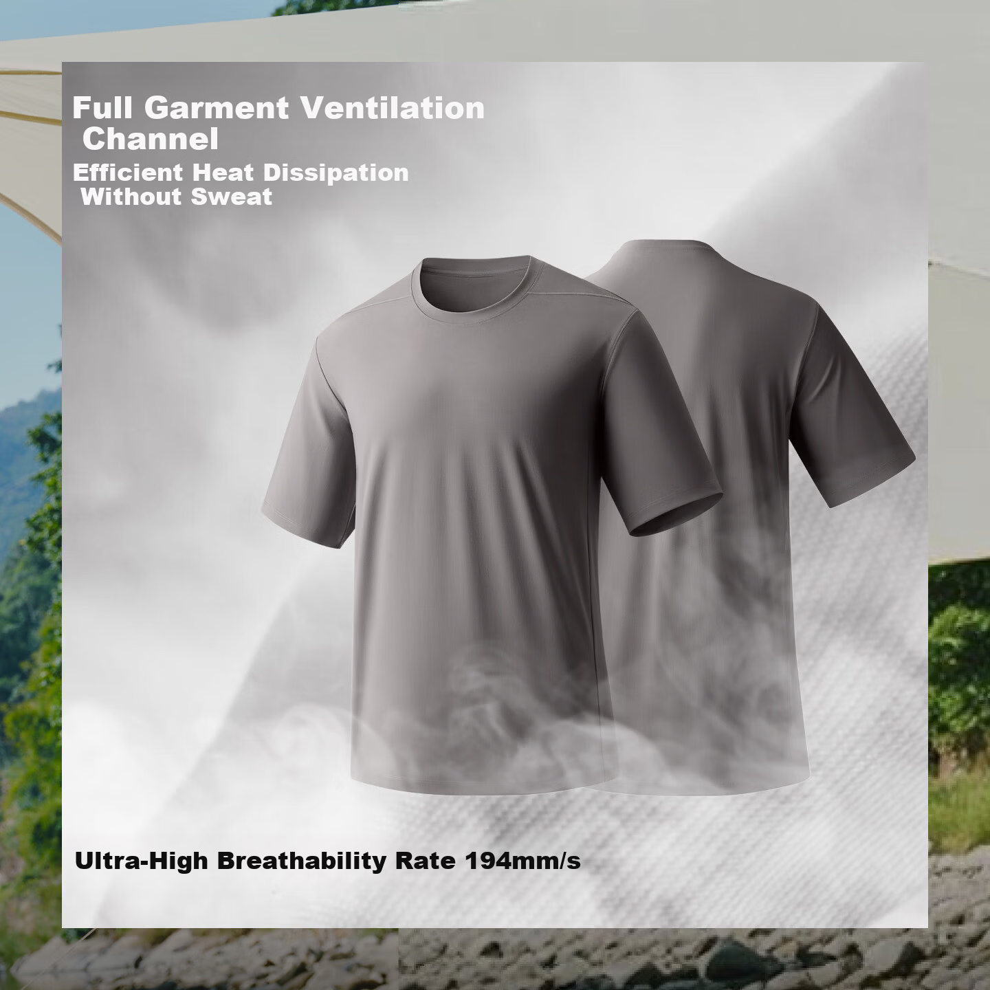 Beneunder Men's Cooling Sports Quick-Dry Ice Silk Breathable Base Layer Short Sleeve T-Shirt DR003 Ink Gray XL