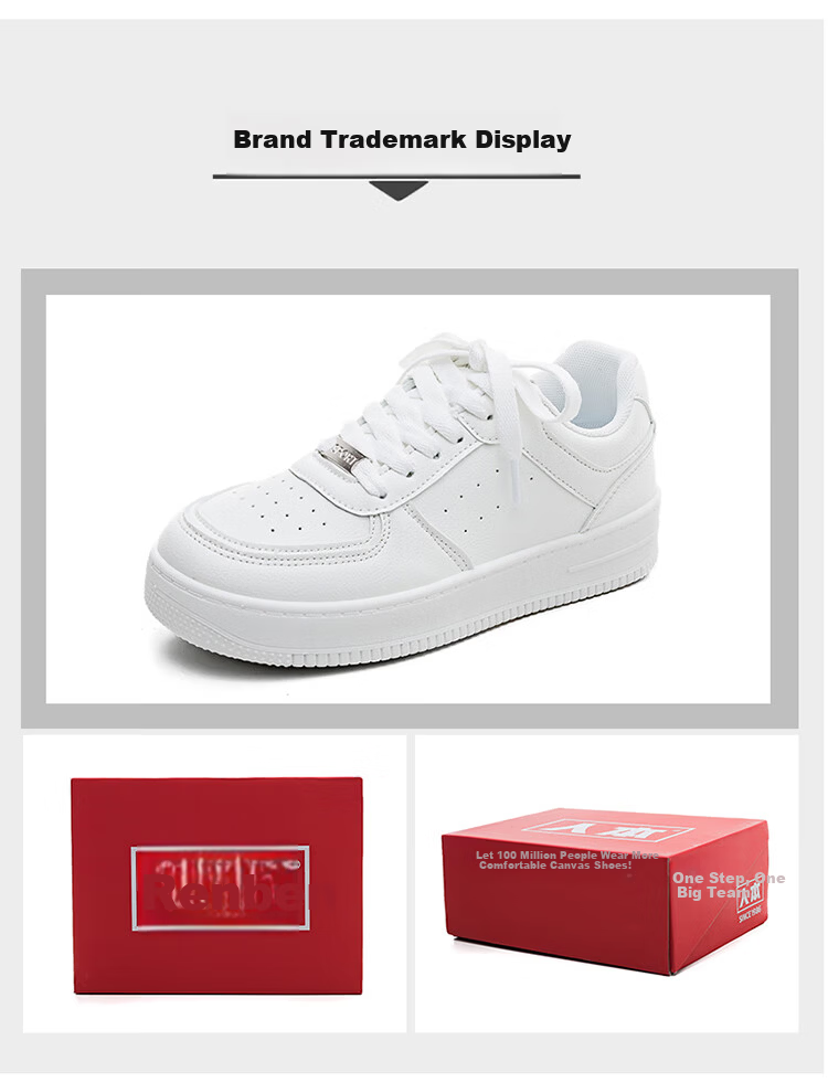 RENBEN Classic Versatile Chic Women's Shoes Small Niche Thick Sole Casual White Sneakers Simple Ultra Soft Comfortable Skate Shoes 17