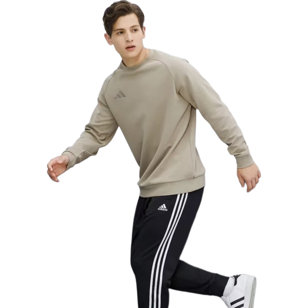 Adidas Men's Spring Outdoor Running Pullover Hoodie Windproof Warm Breathable Sportswear Gray/Khaki 2XL