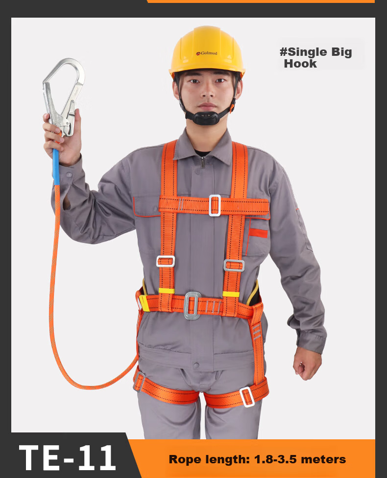 Gorm Five-Point Safety Harness National Standard Safety Rope Full-Body Double Hook TE Double Large Hook 1.8m for High-Altitude Work 22