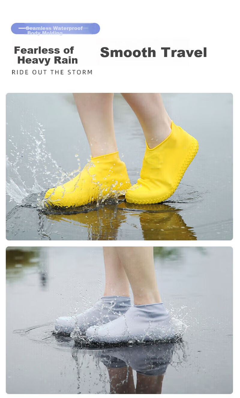 Jiuzhen [Jingcang Jisu Da] Jiuzhen Foldable Storage Rain Shoe Cover, Outdoor Waterproof High-Elastic Silicone Protective Rain Boots Rubber Shoes YZF49 Gray L Size 6