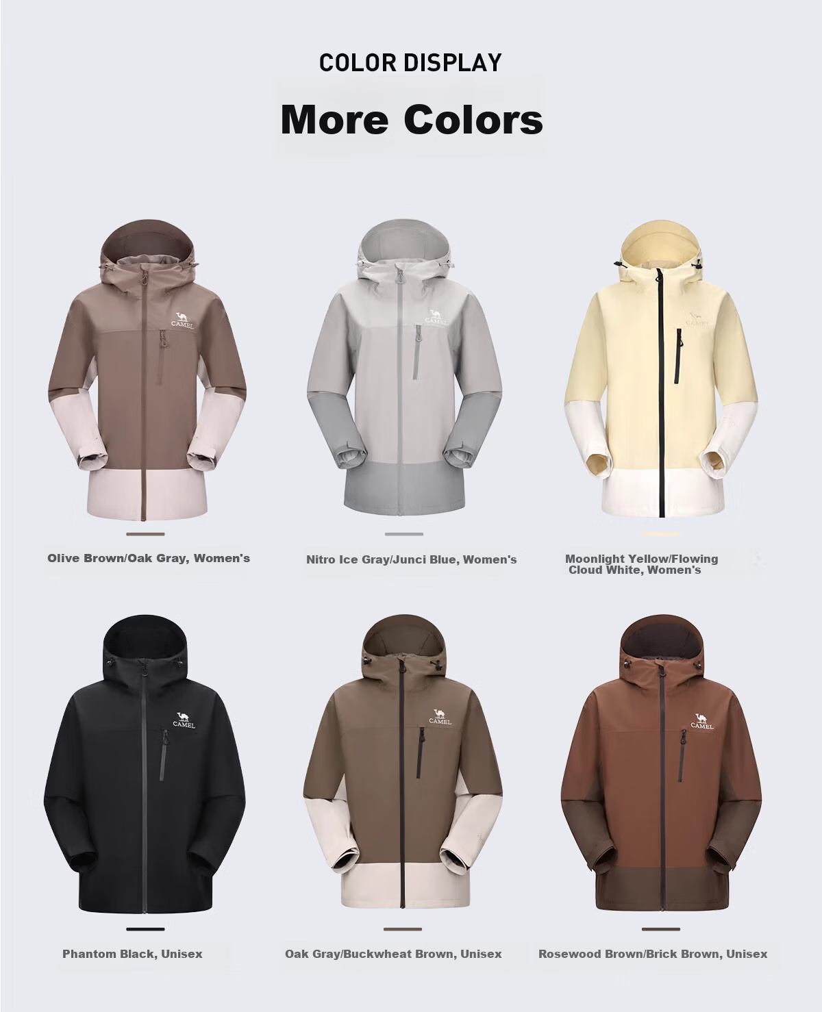 CAMEL Unisex Colorblock Waterproof Windproof Jacket Summer New Women's Outdoor Shell 16