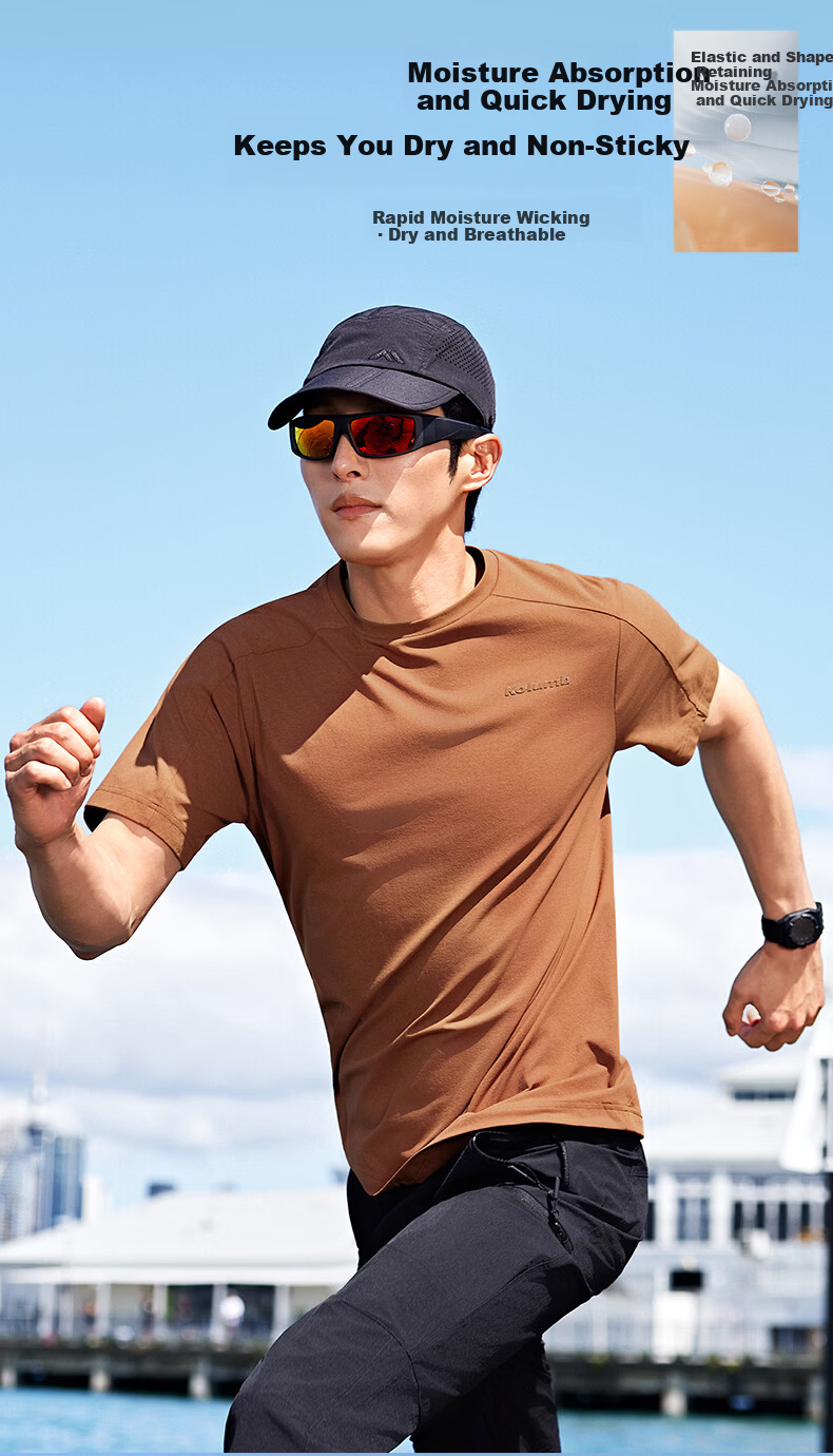 Kolumb Outdoor T-Shirt Summer Men's Quick-Dry Short Sleeve Mesh Sweat-Wicking Moisture Absorption Half Sleeve Crew Neck Sports T-Shirt Tranquil White L 5