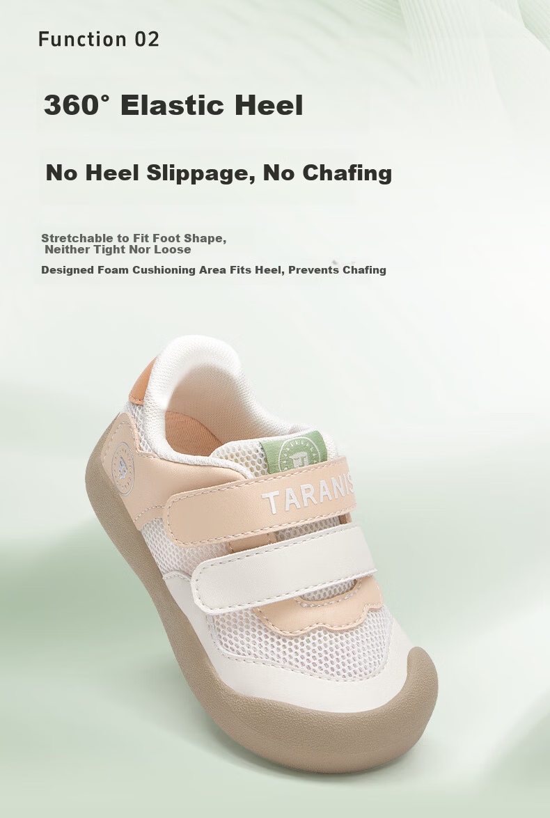TARANIS Baby First Walking Shoes Spring New Anti-Kick Soft Sole Lightweight Toddler Shoes for Boys and Girls White/Apricot Size 24 2