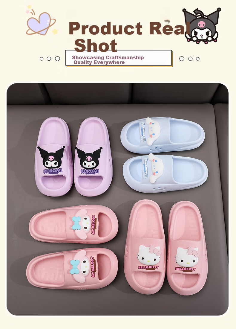 Genmai Sanrio Children's Slippers Summer Girls Cartoon Kuromi Cute Home Non-Slip Sandals Girls Cinnamoroll 220 7