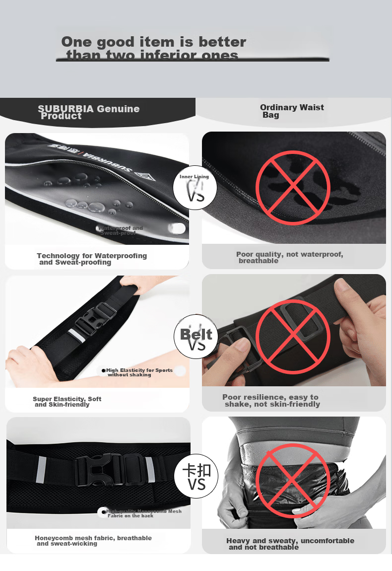 SUBURBIA Running Waist Pack for Men And Women, Outdoor Cycling Sports Phone Pouch, Professional Marathon Lightweight Waterproof, Light Gray 3