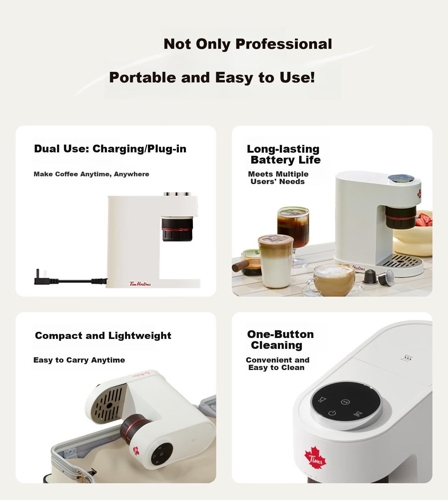 Tim Hortons Tianhao Capsule Coffee Machine Small Portable All-in-One Semi-Automatic Coffee Powder Capsule Dual-Use Office Birthday Gift A2 8