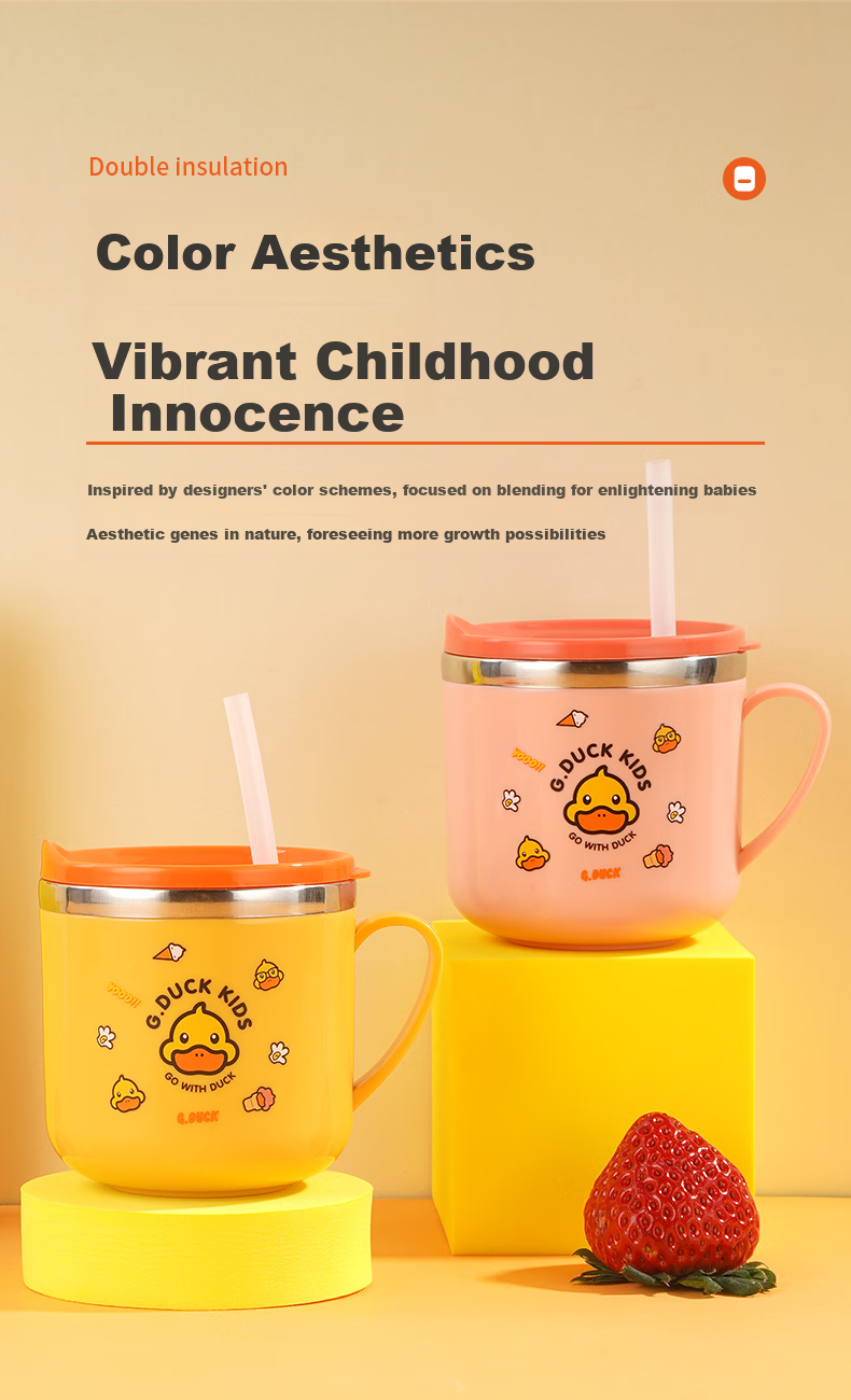 Baoshi Genuine Children's 316 Stainless Steel Insulated Water Bottle with Dual Drinking Ports, Elementary School Student Strap Direct Drinking Straw Cup - Judy 5