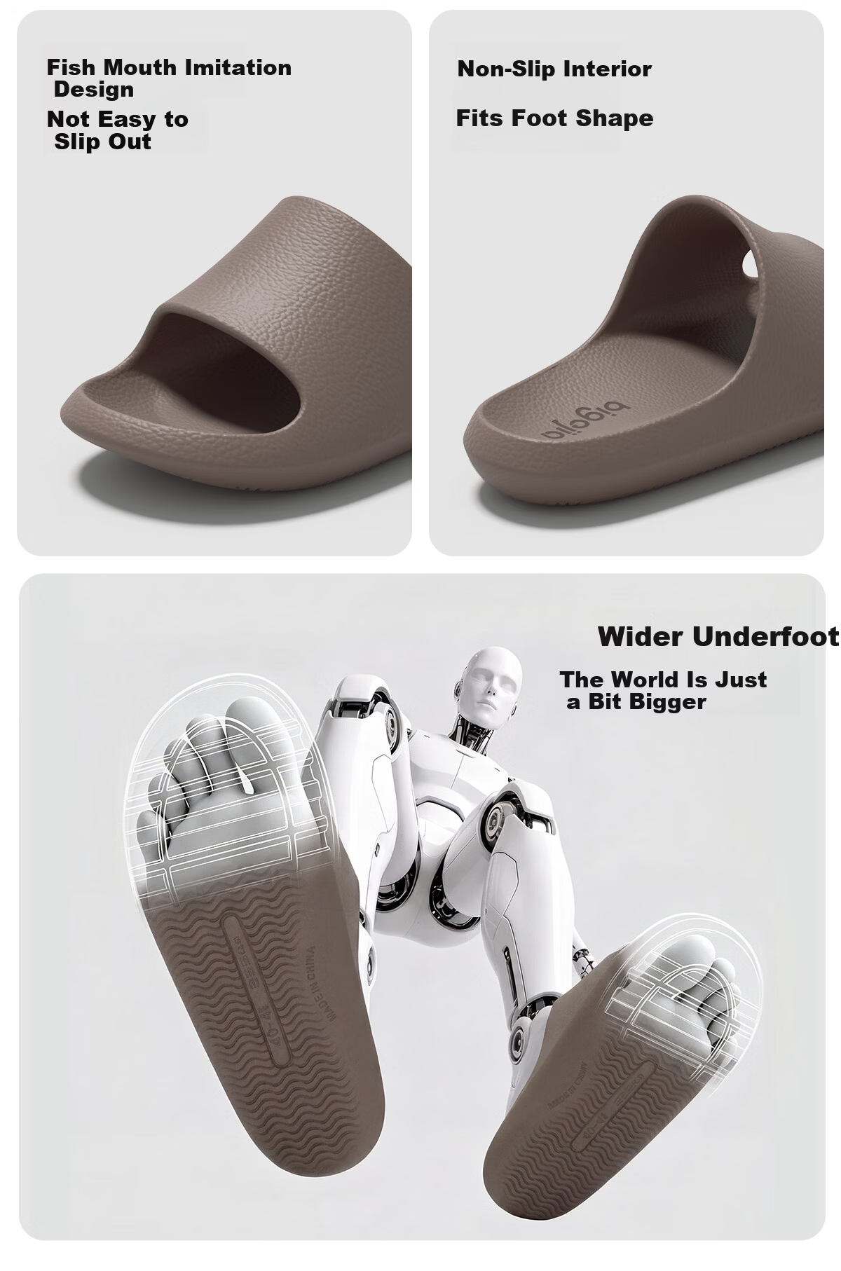Bigga Plus Men's Large Size Anti-Slip Indoor Bathroom Shower Slippers Summer Ivory White 40-41 6