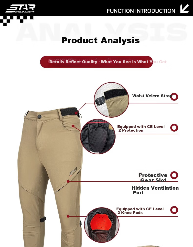 STAR FIELD KNIGHT Motorcycle Riding Pants Sweat-Absorbing Men's Summer Mesh Breathable Casual Retro Pants Black XL 4
