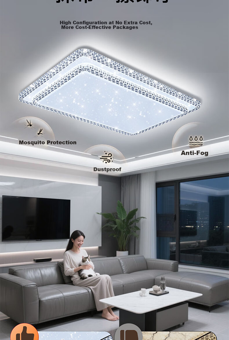 Kuka LED Cream Style Ceiling Light Eye Protection Lighting with Cree Source for Living Room Bedroom 90cm [Installation Included] 20