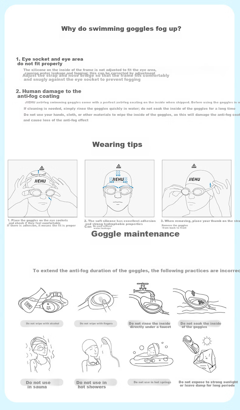 PEAK Children's Swimming Goggles And Cap Set, Waterproof Anti-Fog High-Definition Swim Glasses for Boys And Girls, Professional Swimming Equipment Diving Goggles 15