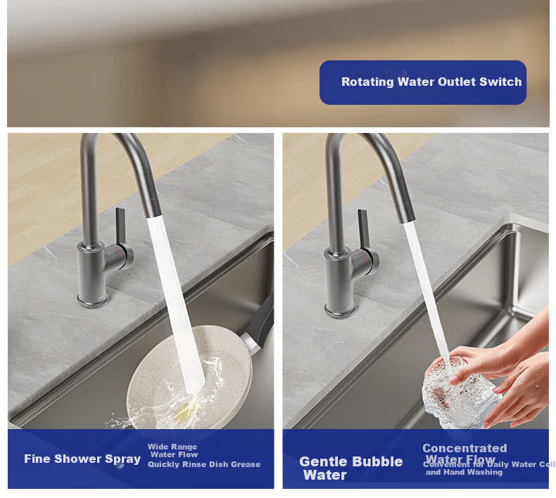 JOMOO Kitchen Faucet Sink Spray Gray Dishwashing Basin Kitchen and Bathroom Sink Hot and Cold Water Faucet 33080-506/HBS1-Z 7