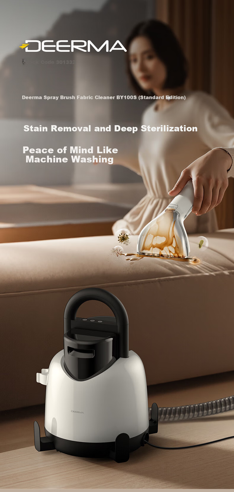 Deerma BY100S Fabric Cleaning Machine Multifunctional Vacuum and Spray Extractor for Home Carpet Curtain Sofa Cleaning 1