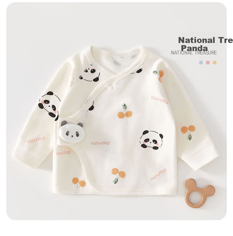 Aibaoshi Baby Clothes Spring And Autumn Pure Cotton Newborn Half-Back Shirt, Infant Monk Outfit 2-Piece Set White + Pink Size 52 T193 12
