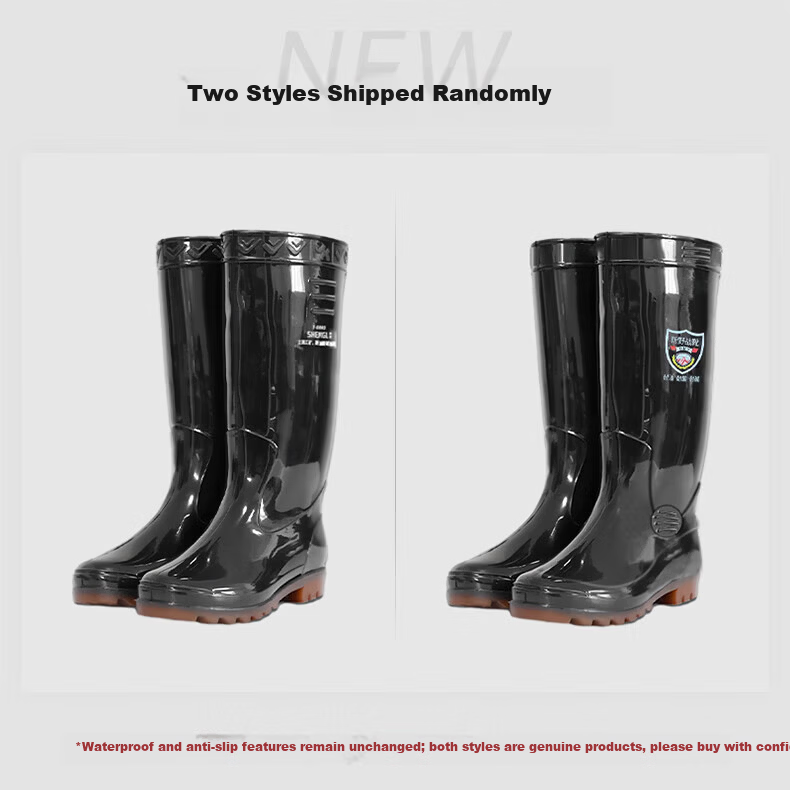 SHENGLI High-Cut Waterproof Rain Boots Outdoor Non-Slip Durable Rubber Shoes Black Size 37, 1 Pair 1