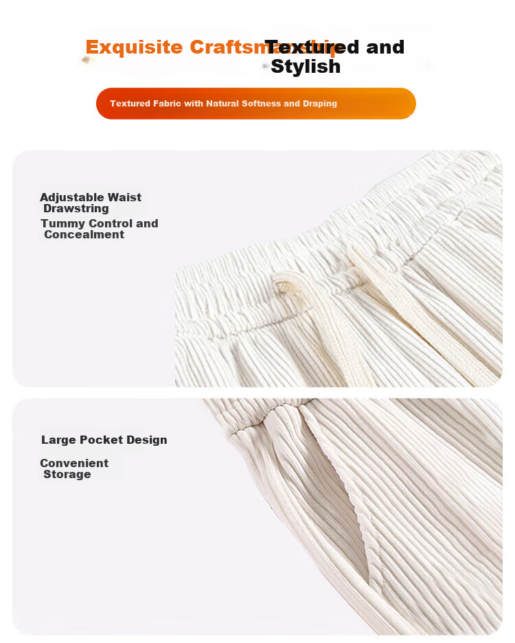 FitonTon Corduroy Wide-Leg Pants for Women 2026 Spring Autumn High Waist Slimming Loose Straight Casual Trousers 12