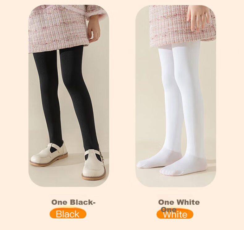 Bejirog Kids Girls Thermal Thickened Dance Tights White Non-Slip Outerwear Pantyhose for Autumn and Winter 6