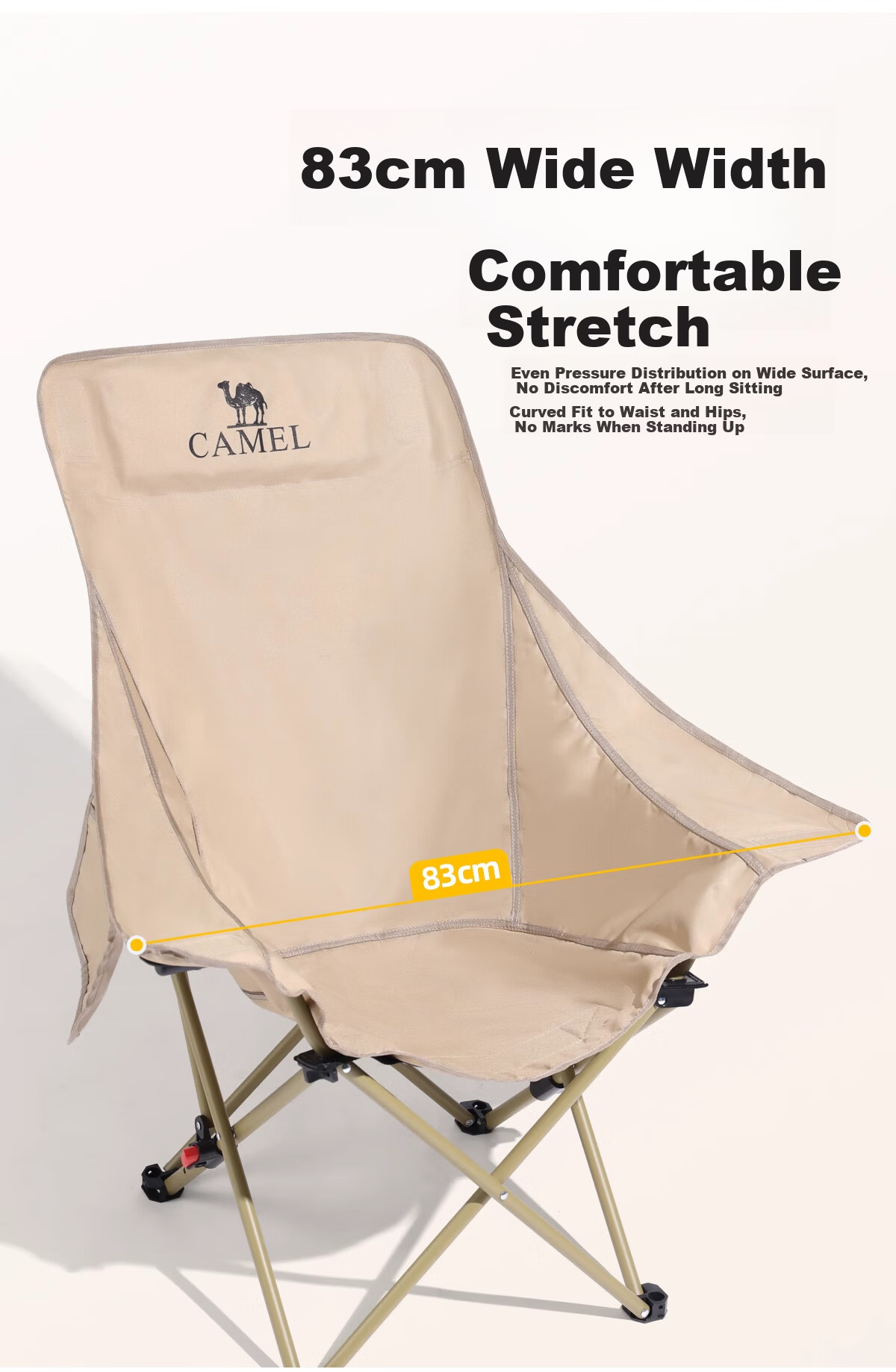 CAMEL Outdoor Folding High-Back Moon Chair Nap Recliner Camping Fishing Portable Armrest Stool Field Sketch Chair 0027 6
