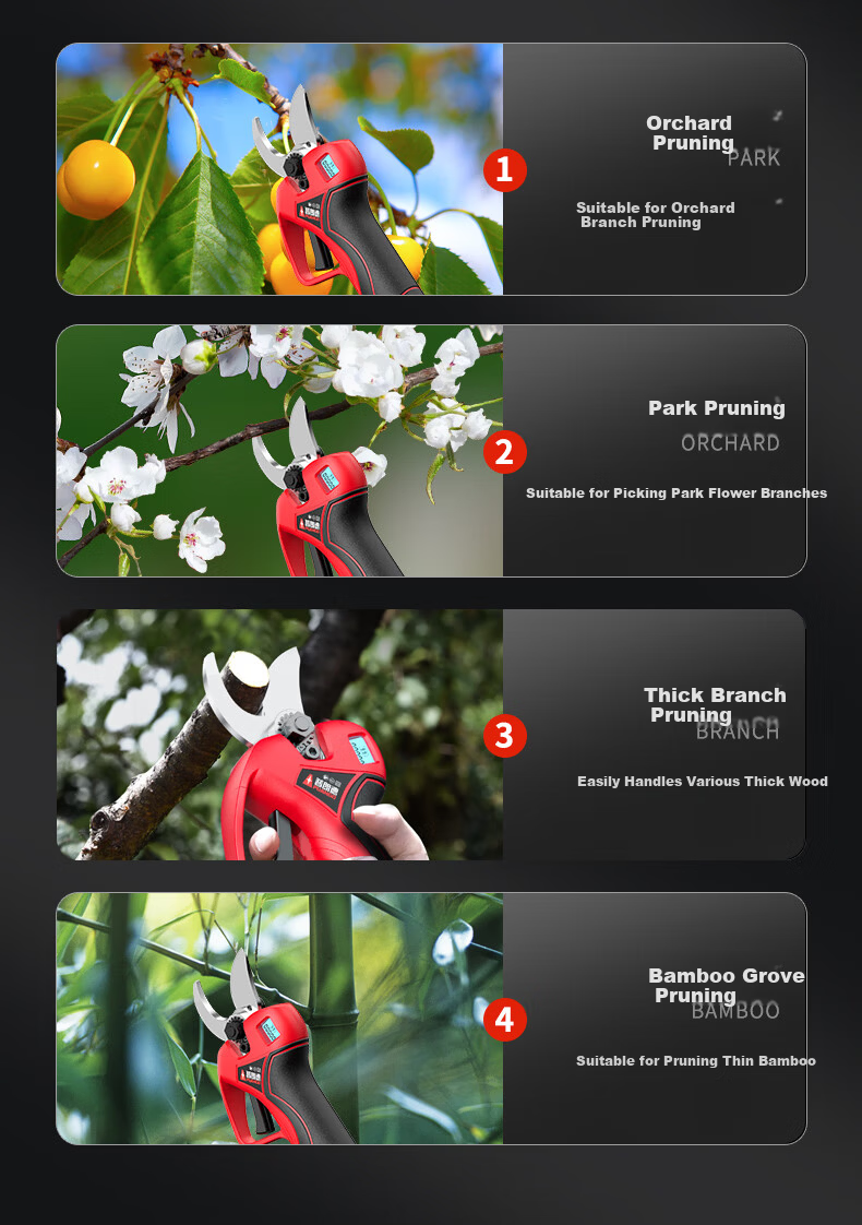 PUANGD Powerful Electric Pruning Shears Cordless Branch Cutter Rechargeable Fruit Tree Garden Pruner Household Gardening Clippers 4