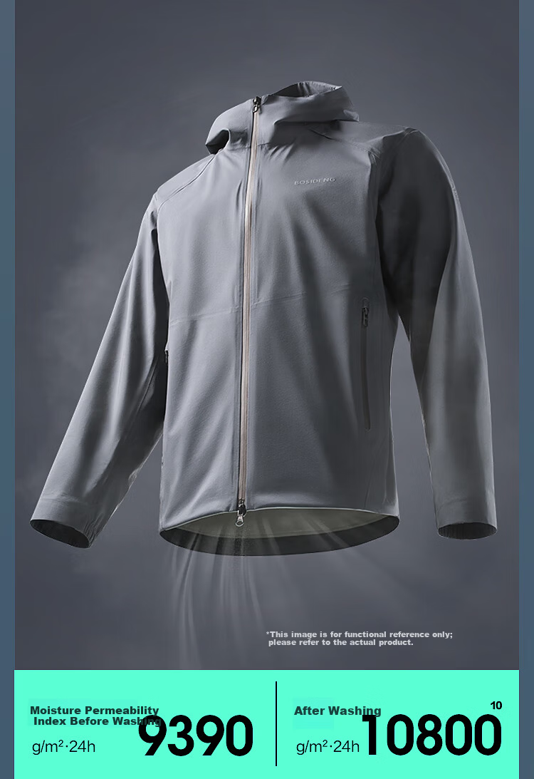 BOSIDENG Spring Summer Urban Lightweight Outdoor Men's Hooded Windproof Waterproof Sun Protection Softshell Functional Jacket 6