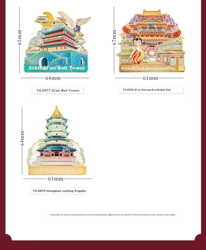 Tianse Beijing Landmark Cultural Creative Relief Metal Refrigerator Magnet Forbidden City Travel Souvenir Chinese Style Gift TS-5973 Beijing Tiananmen 3