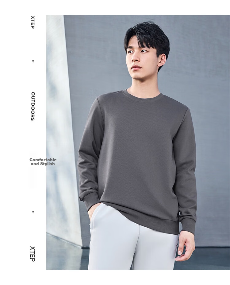 Xtep Men's Sports Hoodie Fashionable Versatile Outdoor Pullover Trendy Student Sweatshirt 10