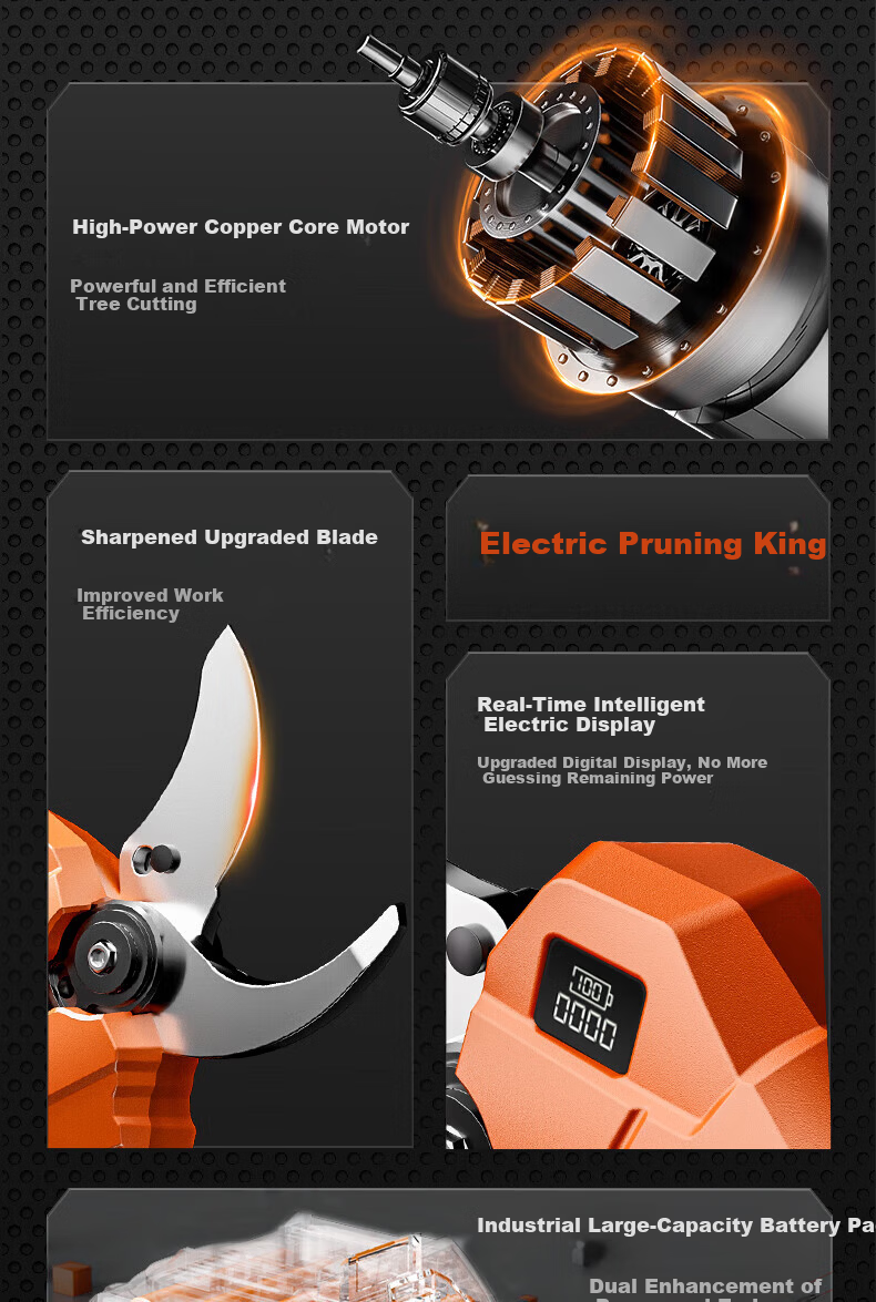 Weimeng Electric Pruning Shears Cordless Garden Branch Cutter Fruit Tree Pruner Gardening Scissors 8