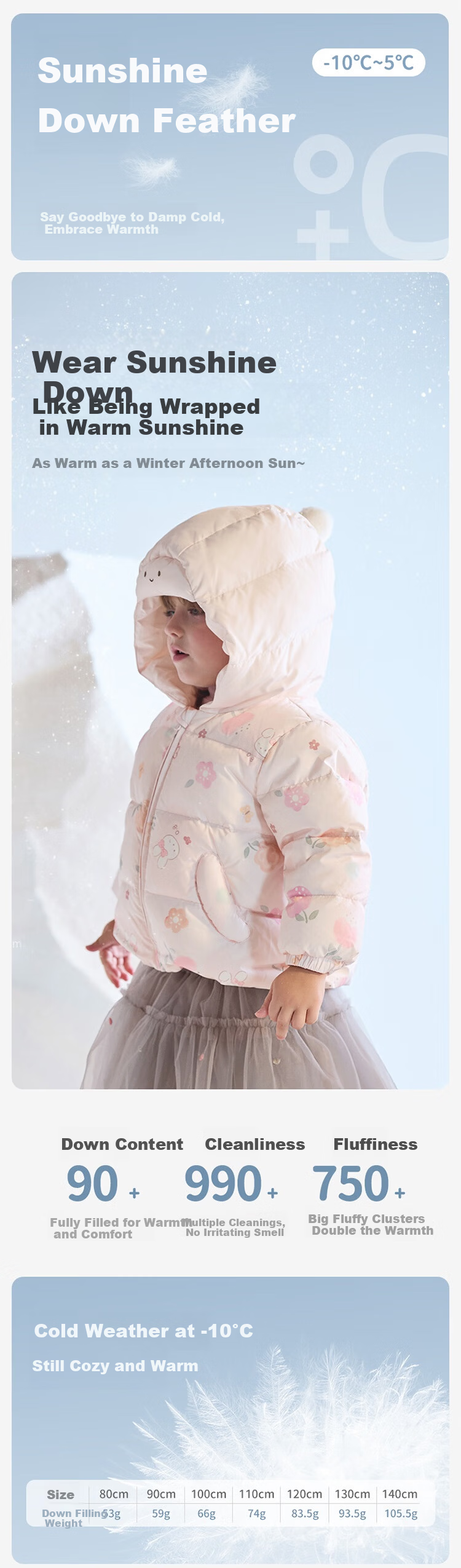 DAVE & BELLA Antibacterial Fleece Children's Down Winter Jacket Boys' Three-Proof Coat Girls' New Year Top 1