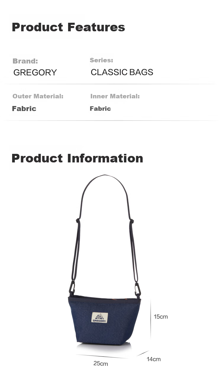 GREGORY Small Crossbody Shoulder Bag for Women and Men Casual Simple Versatile Storage Bag New 08J 3