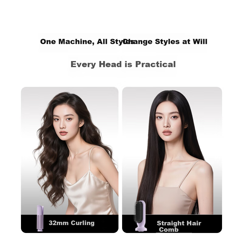 Cuiya 2-in-1 Fully Automatic Curling Iron Negative Ion Curling Iron Straightening Comb 32mm Long-Lasting Styling Hair Care Damage-Free Mother's Day Gift T313