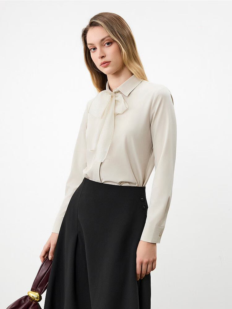 G2000 Women's 2026 Spring Summer Long Sleeve Shirt [Wrinkle-Free Quick-Dry / Comfortable Stretch / With Ribbon / Same Style as Mall] 24