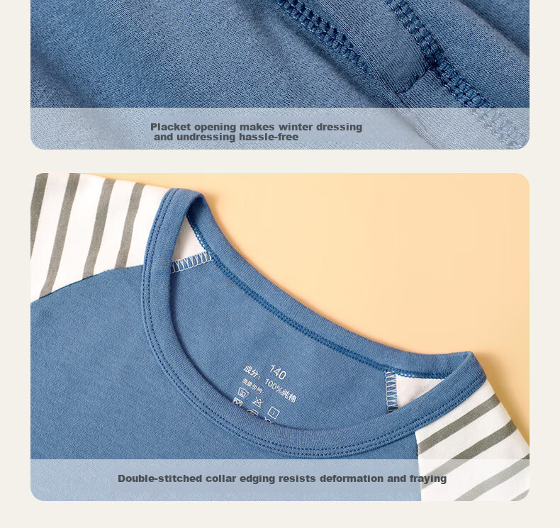 Yalu Children's Autumn Cotton Thermal Underwear Set for Boys Comfortable Winter Base Layer Pajamas 14