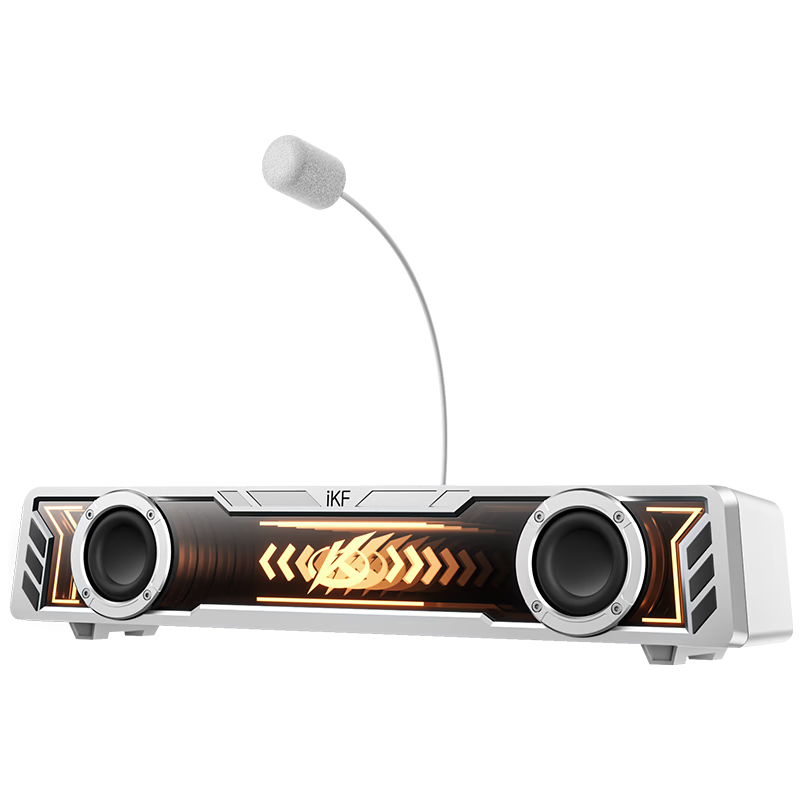 IKF A30 Phantom Computer Speakers Gaming 7.1 Surround Sound High-Fidelity Independent Noise-Cancelling Microphone Bluetooth Wired Desktop Soundbar Music Game Moonlight White