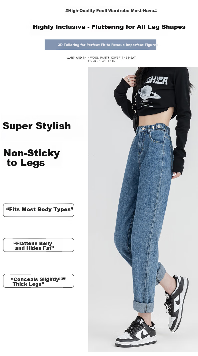 Jeanswest Women's Vintage Blue High-Waist Slim Straight Leg Jeans XS Autumn Casual 7