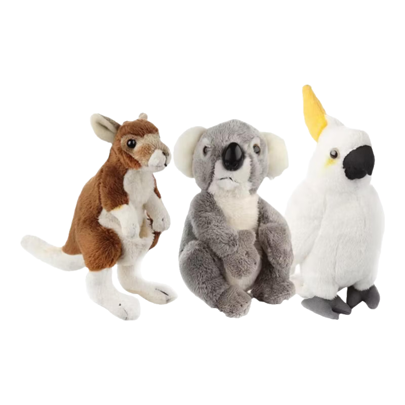 AI CAN Plush Toy Gift Box Set of 3 Kangaroo Koala Parrot Animal Plush for Boys and Girls Birthday Gift
