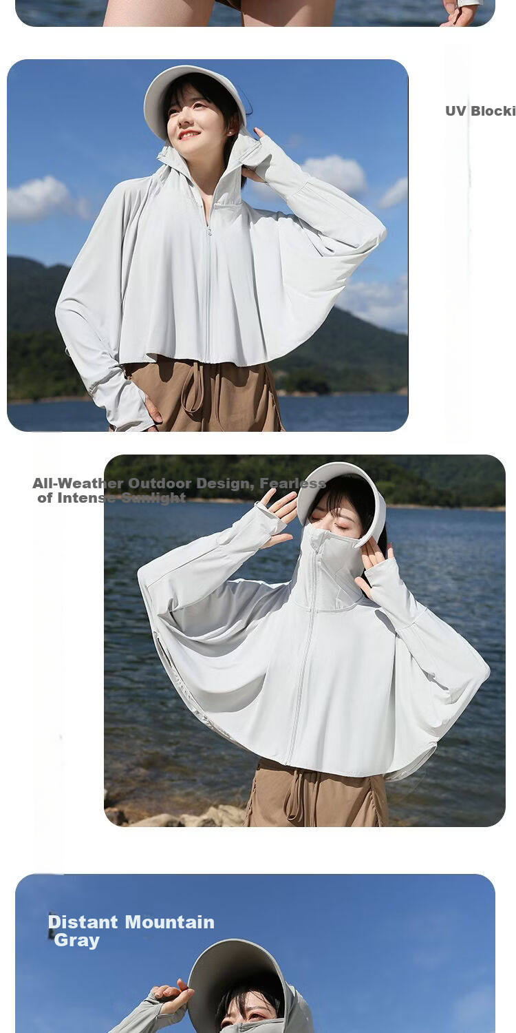 Combo Women's Summer Thin UV Protection Sun Shirt Mesh Loose Shawl Ice Silk European Style Sun Protection Skin Jacket 19