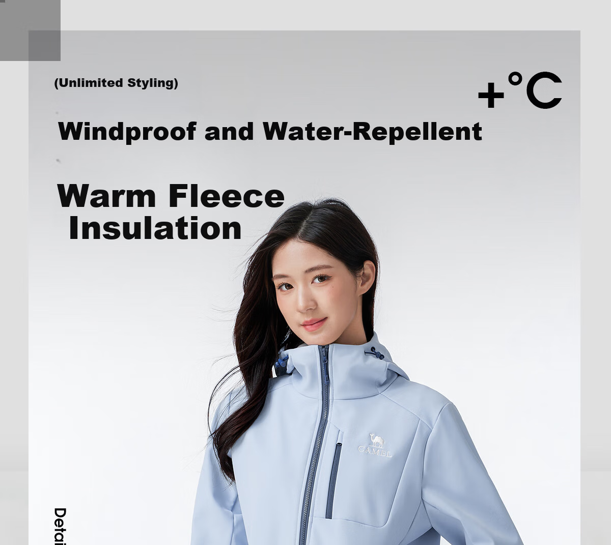 CAMEL Women's Softshell Jacket Fleece Lined Warm Anti-Static Windproof Waterproof Hooded Coat for Men 1