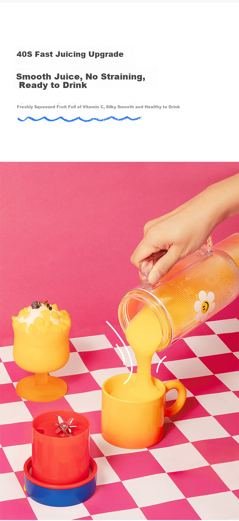 GLASSLOCK GAILANG & WiggleWiggle Collaboration Juicer Cup Ice Tumbler Car Portable Juicer Glass Juice Cup 12-Blade 304 Stainless Steel Ice Crusher 8