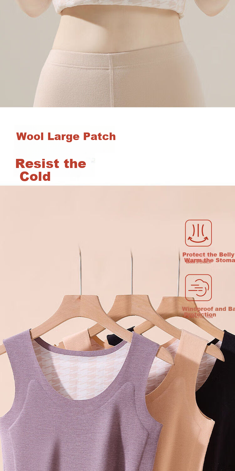 LangSha Women's Thermal Vest Seamless Customizable 100% Wool Filled Patch Comfortable Inner Layer Base Shirt Autumn Winter 5