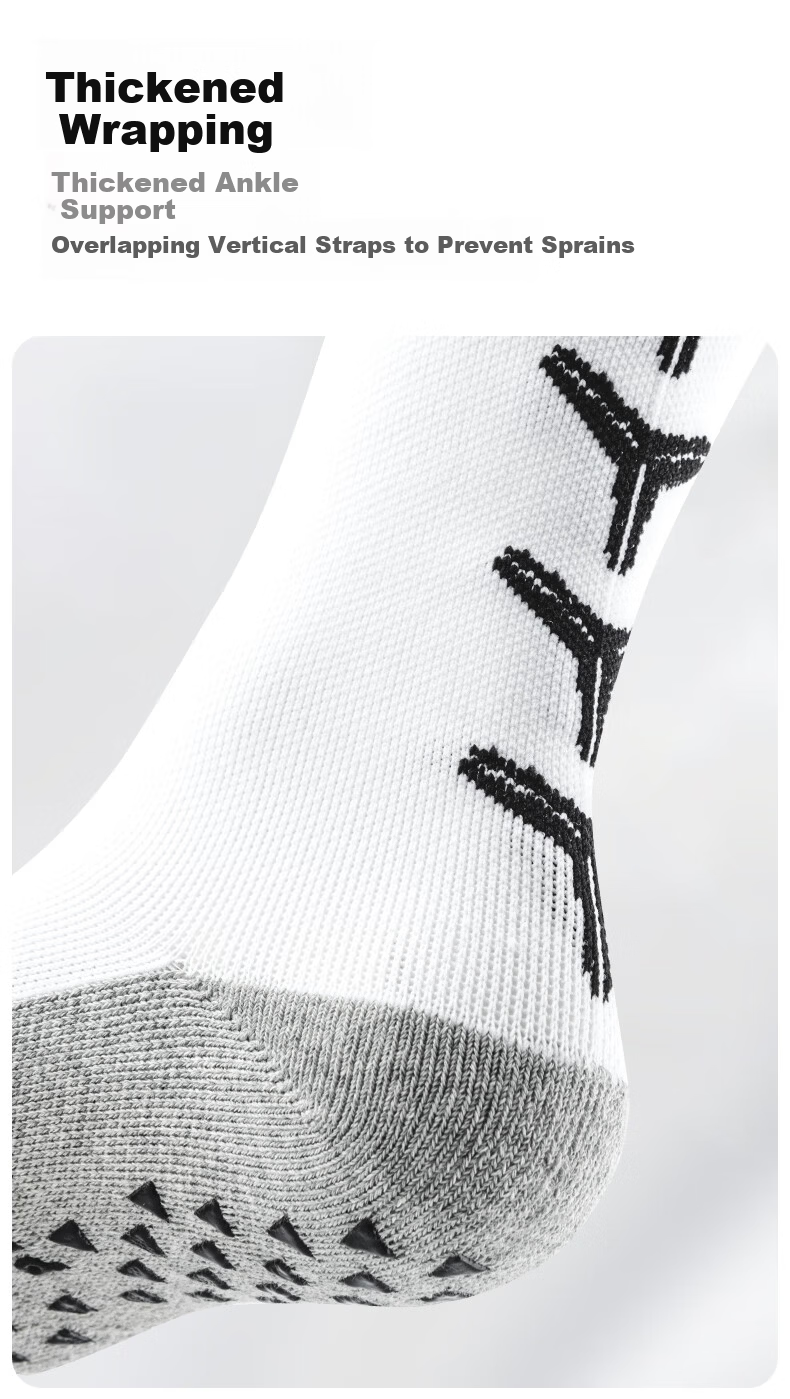 PEAK Mid-Calf Non-Slip Silicone Thickened Terry Football Socks Basketball Running Socks Unisex White Gray M 5