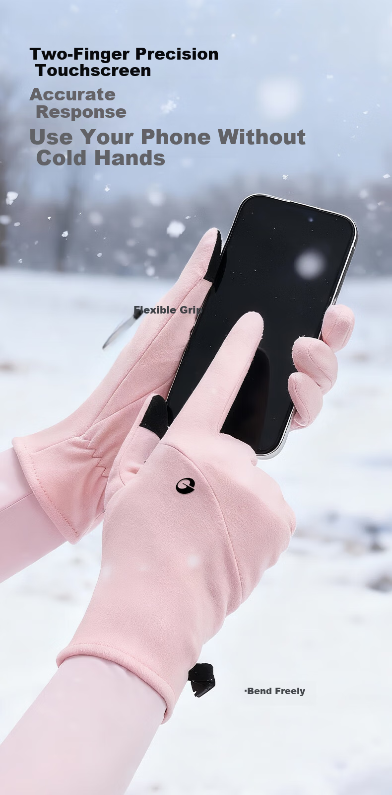 GOLOVEJOY Women's Thermal Gloves Winter Windproof Cold-Resistant Ski Liner Outdoor Mountaineering Fleece Touchscreen Gloves Beige M 5