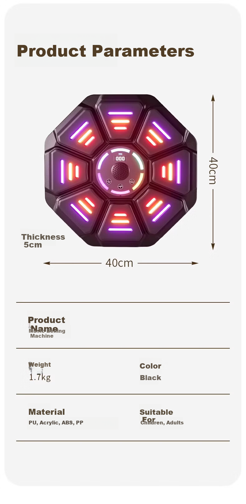Mi Xiaoshu Smart Music Boxing Machine Wall Target Children's Educational Toy for Boys Students Ages 7-12 Boys Children's Day Birthday Gift 12